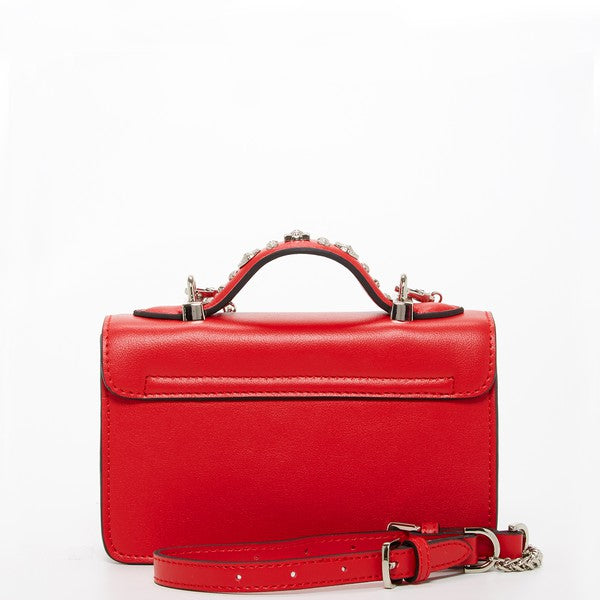 The Hollywood Studded Leather Crossbody Bag - Red