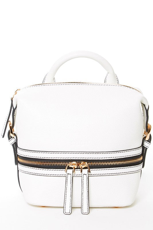 The Ashley Small White Leather Backpack Purse Handbag