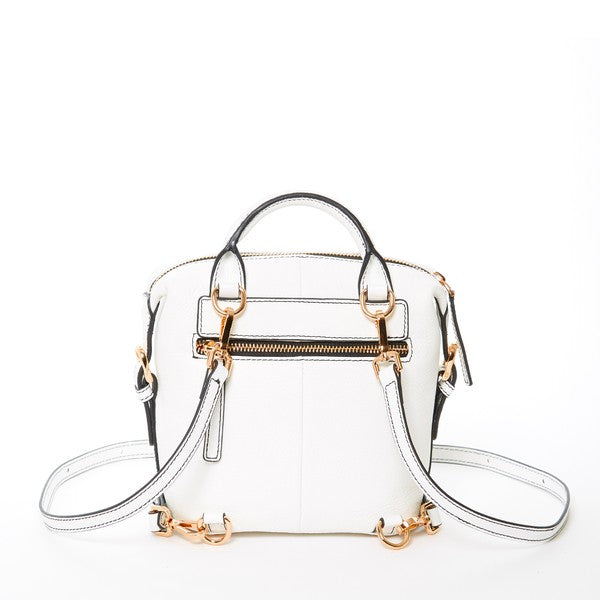 The Ashley Small White Leather Backpack Purse Handbag