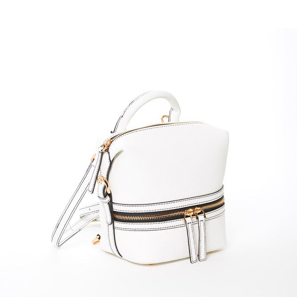 The Ashley Small White Leather Backpack Purse Handbag