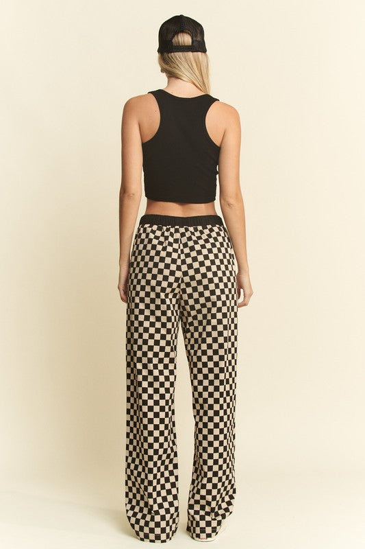 Checkered Pant w/ Elastic Waist