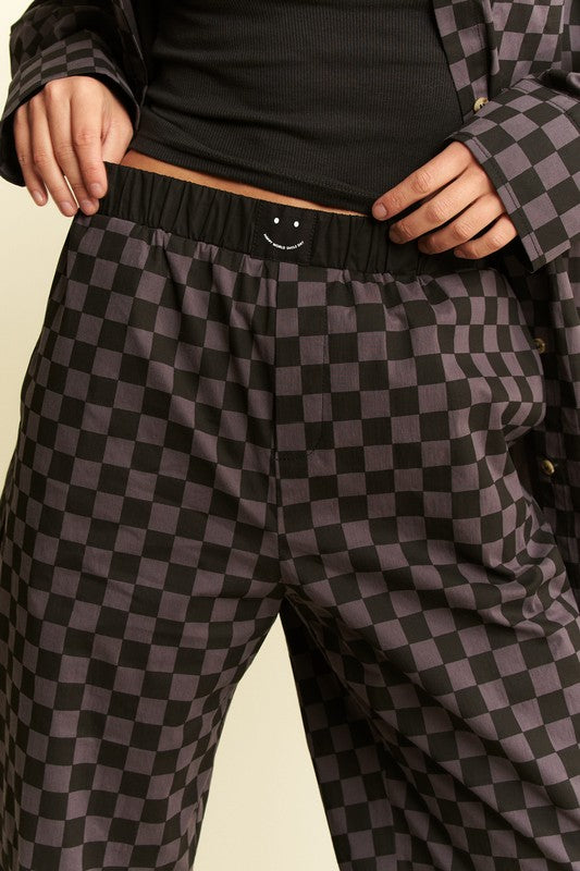 Checkered Pant w/ Elastic Waist